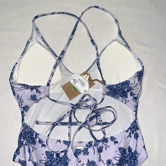 BERLOOK V Neck Backless One-Piece Swimsuit LARGE - Picture 4 of 14